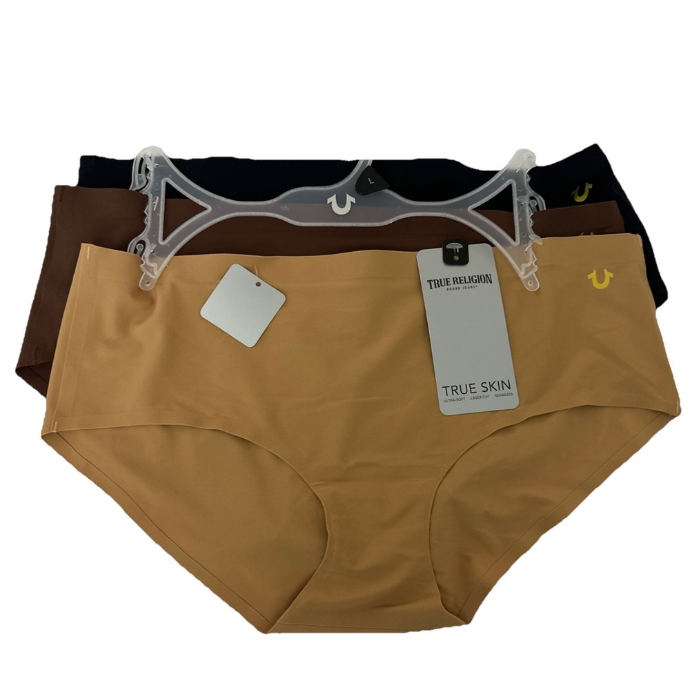 TRUE RELIGION 3-Pair TRUE SKIN‎ hipster Soft Laser Cut Seamless Logo Size L
